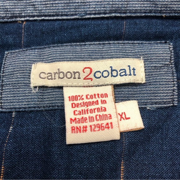 Carbon 2 Cobalt Double Cloth Shirt Men XL Blue Windowpane Button Up Plaid Lining - Picture 11 of 15